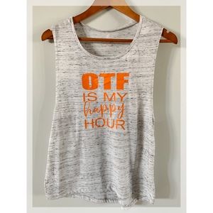 OTF Is My Happy Hour Gray Tank Orangetheory